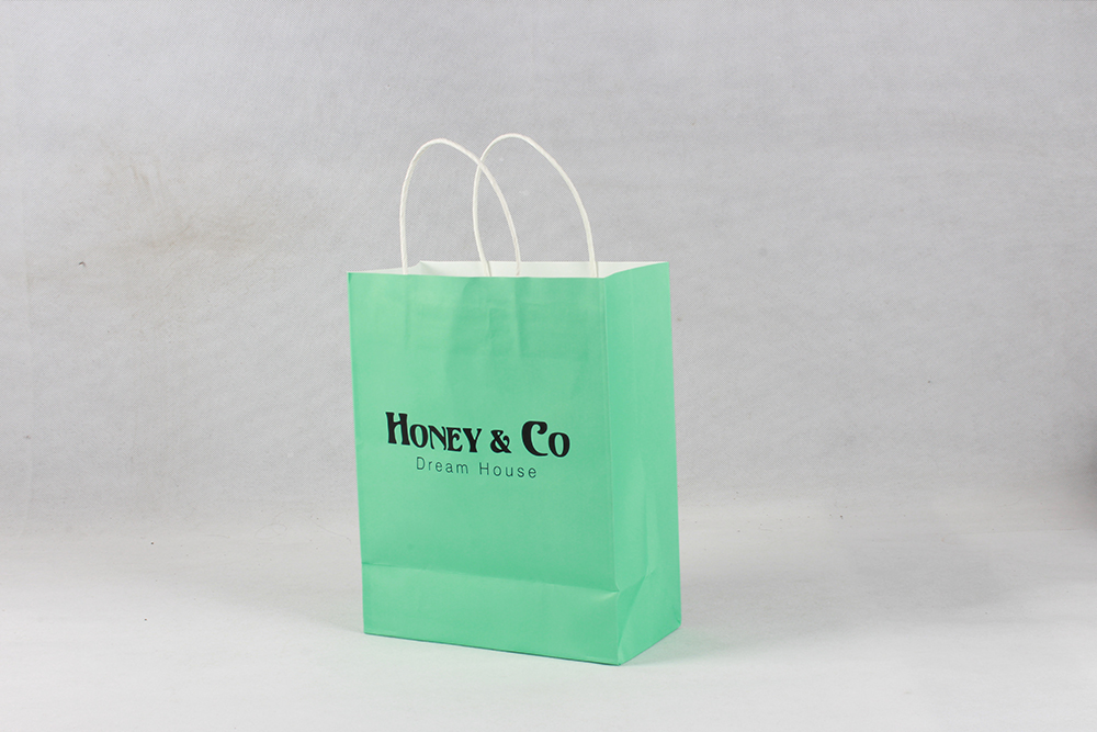 薄荷綠時(shí)尚打包牛皮紙袋定制